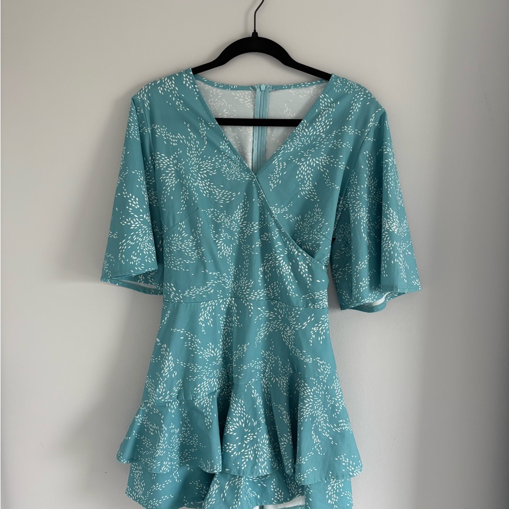 Elegant Teal Wrap Romper